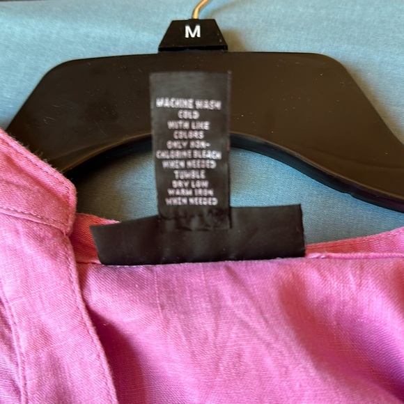 INC Pink Linen Tie Front Blouse EUC No Pets/Non-smoking - Picture 5 of 6
